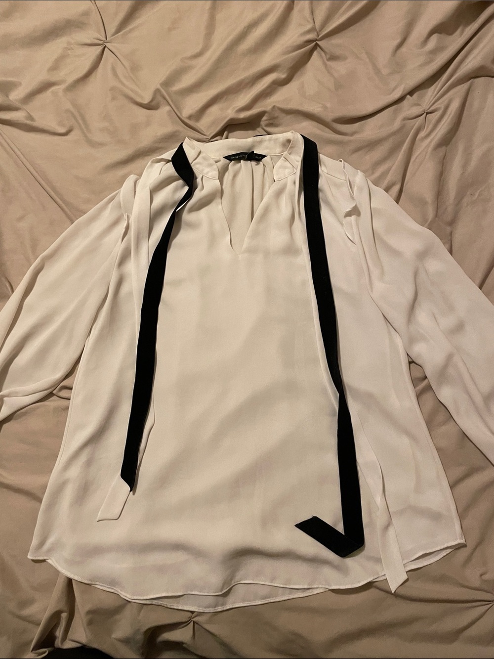 White House Black Market Blouse with Neck Ties